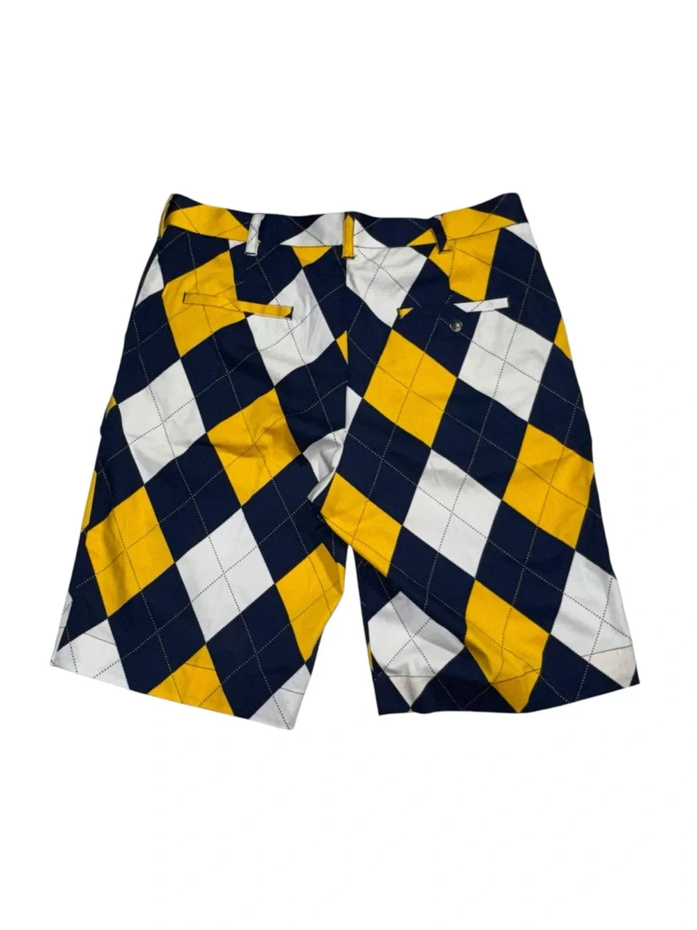 Loudmouth Golf Argyle Shorts Men’s Size 36 Blue Yellow White
